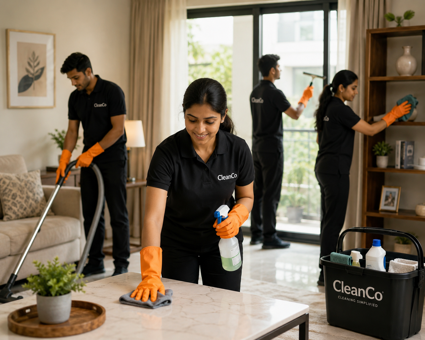 CleanCo cleaning team at work